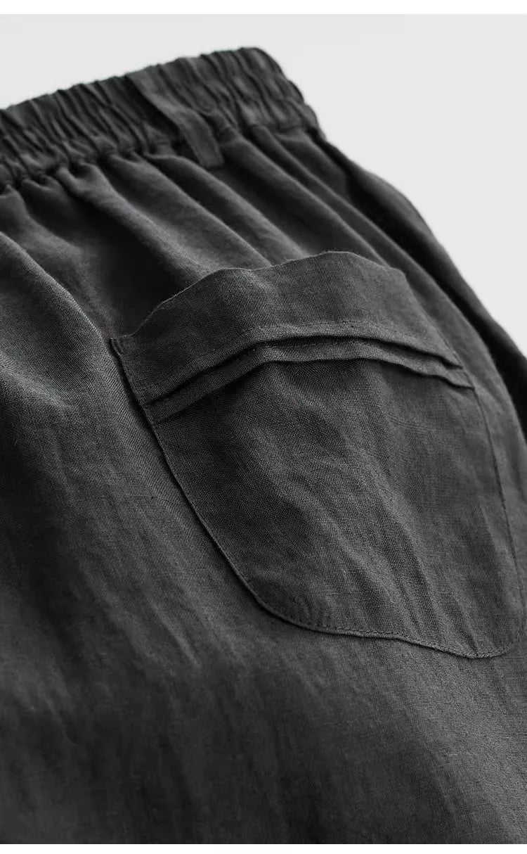 Women's Plus Size Loose Ramie Linen Elastic Waist Casual Pants