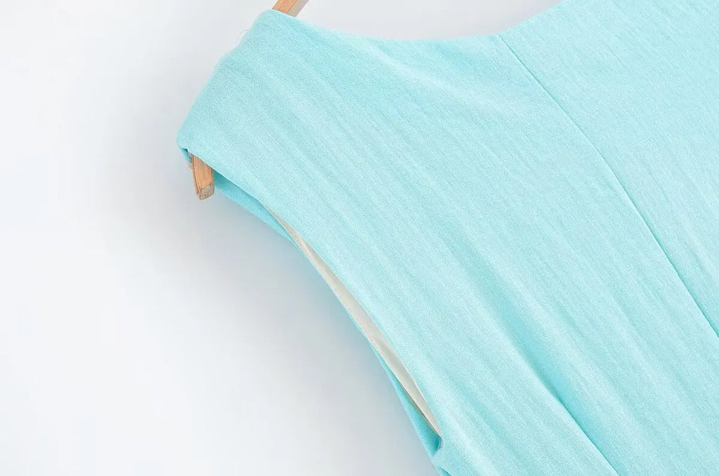 KONDALA Light Blue One-Shoulder Pleated Asymmetric Dress