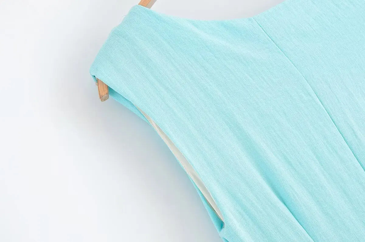 KONDALA Light Blue One-Shoulder Pleated Asymmetric Dress