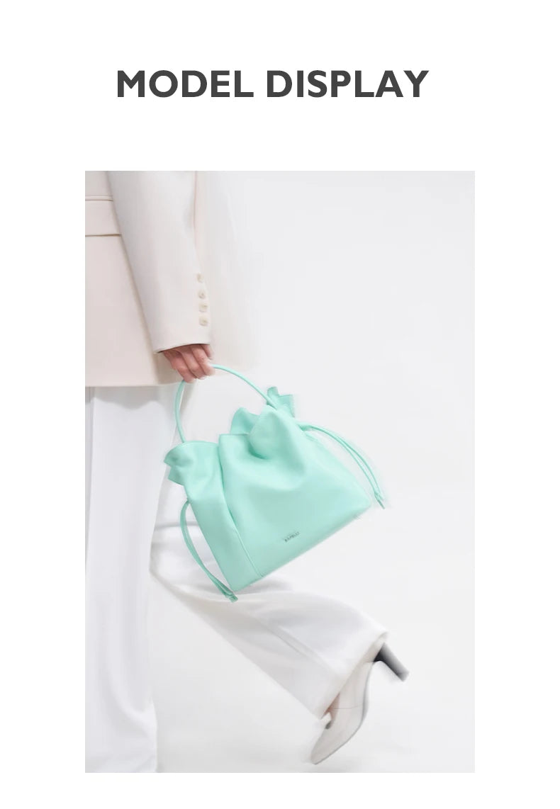 BAFELLI Leather Bucket Handbag and Shoulder Bag