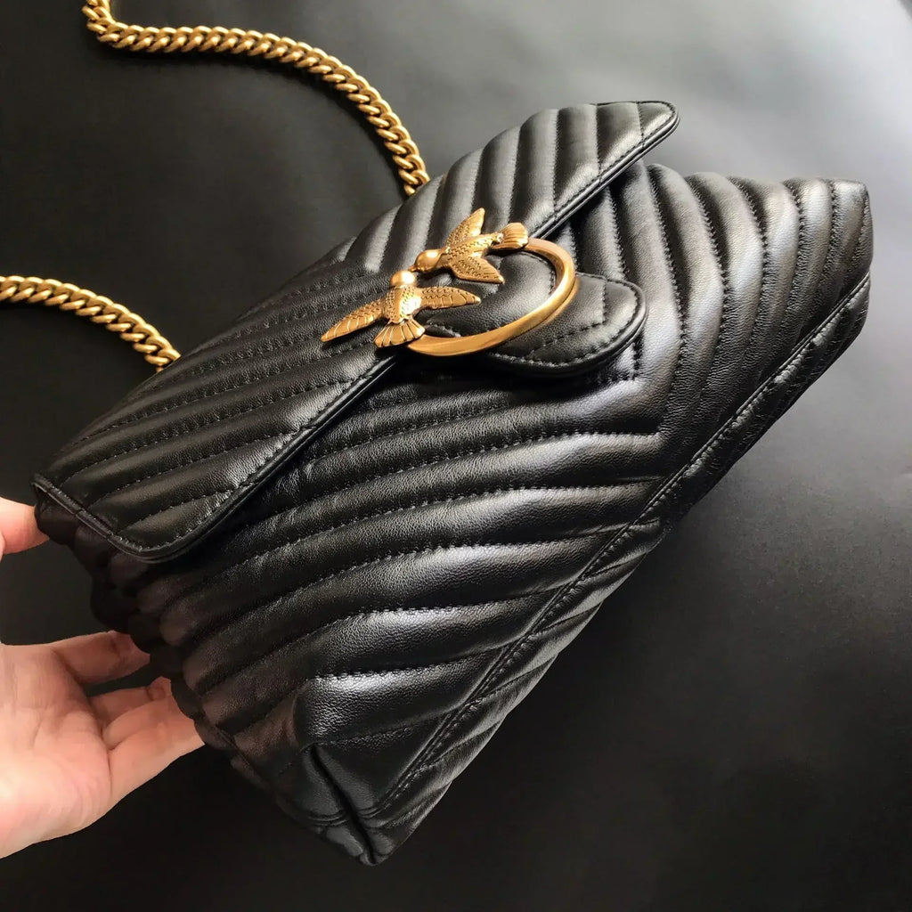 Genuine Leather Swallow Chain Crossbody Bag