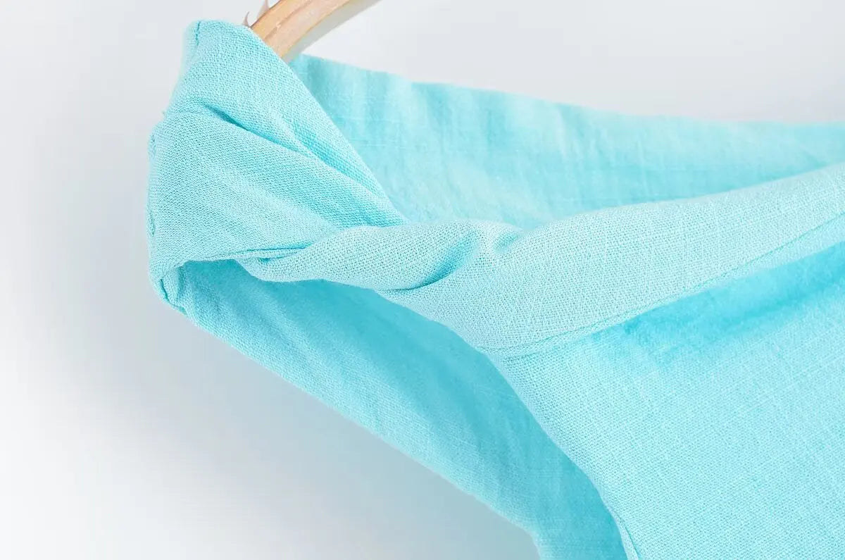 KONDALA Light Blue One-Shoulder Pleated Asymmetric Dress