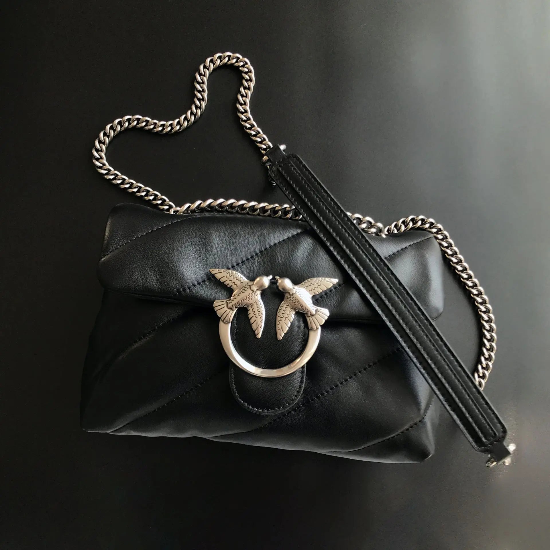 Genuine Leather Swallow Chain Crossbody Bag
