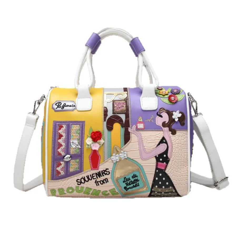 Women's Boston Style Crossbody Handbag with Zipper