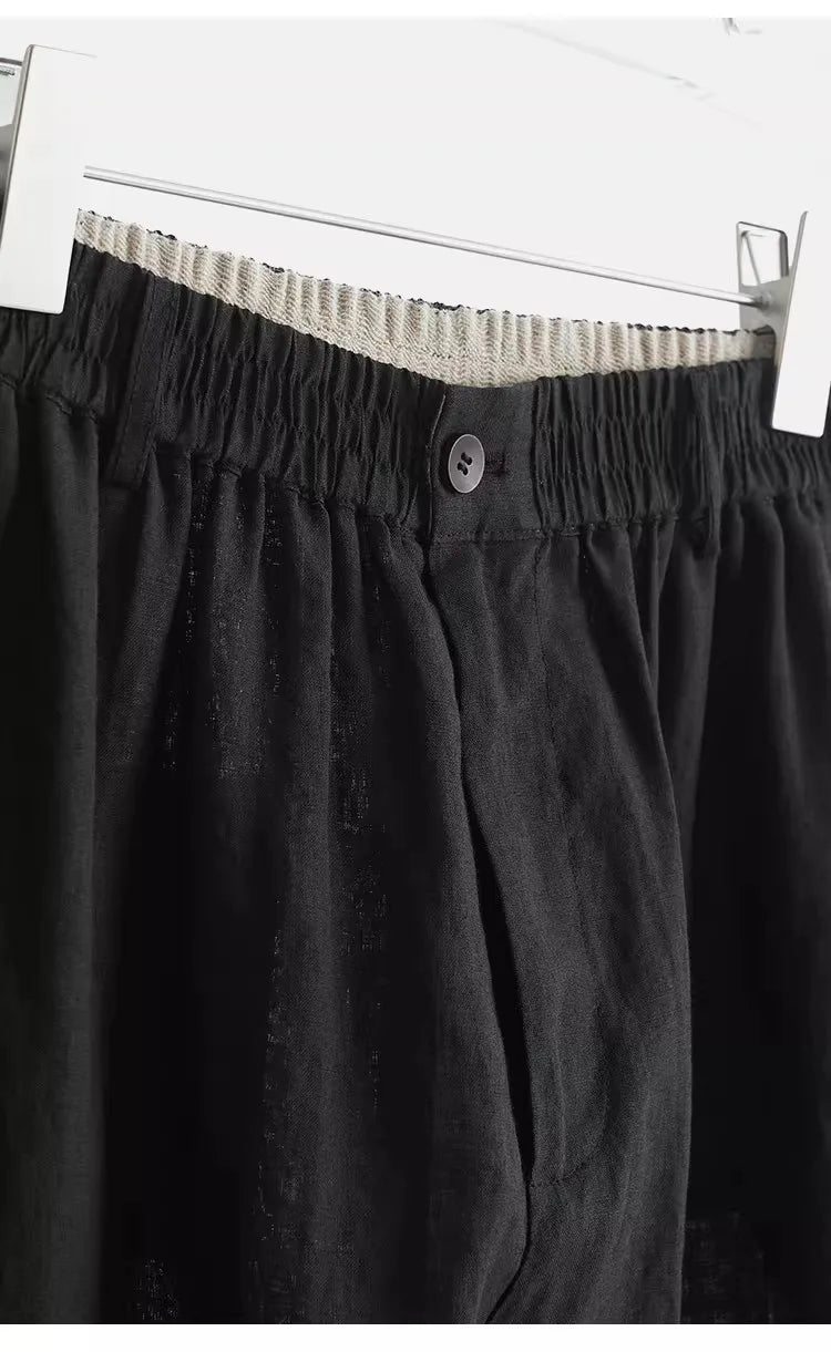 Women's Plus Size Loose Ramie Linen Elastic Waist Casual Pants
