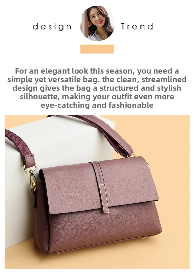 Women's Soft Real Leather Horizontal Crossbody Bag