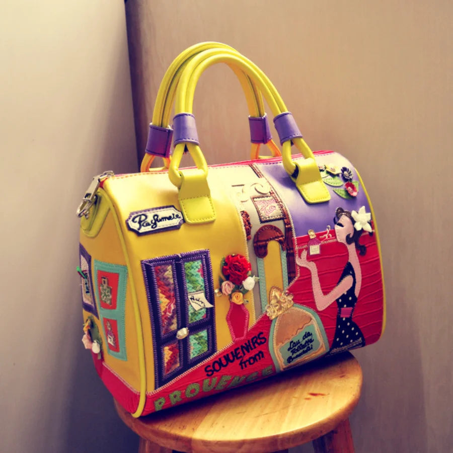 Women's Boston Style Crossbody Handbag with Zipper