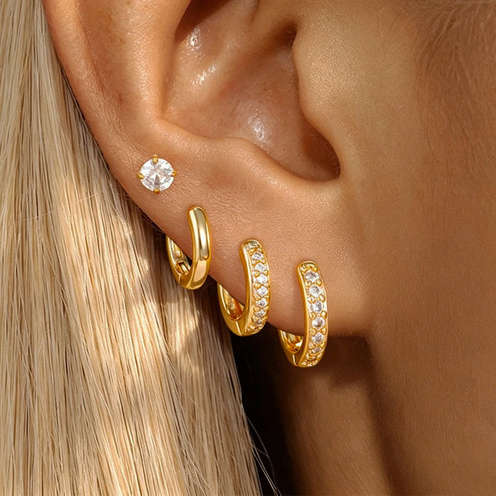 14K Gold-Plated Geometric Hoop Earrings Set