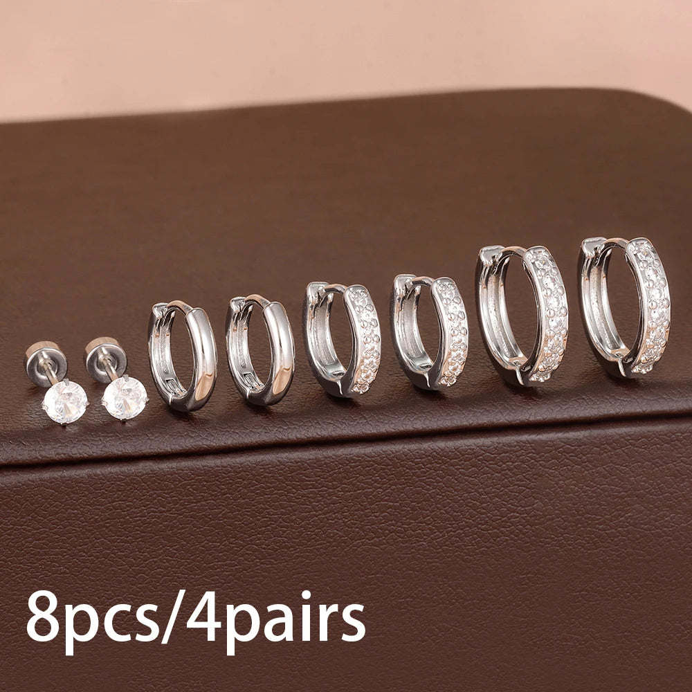 14K Gold-Plated Geometric Hoop Earrings Set