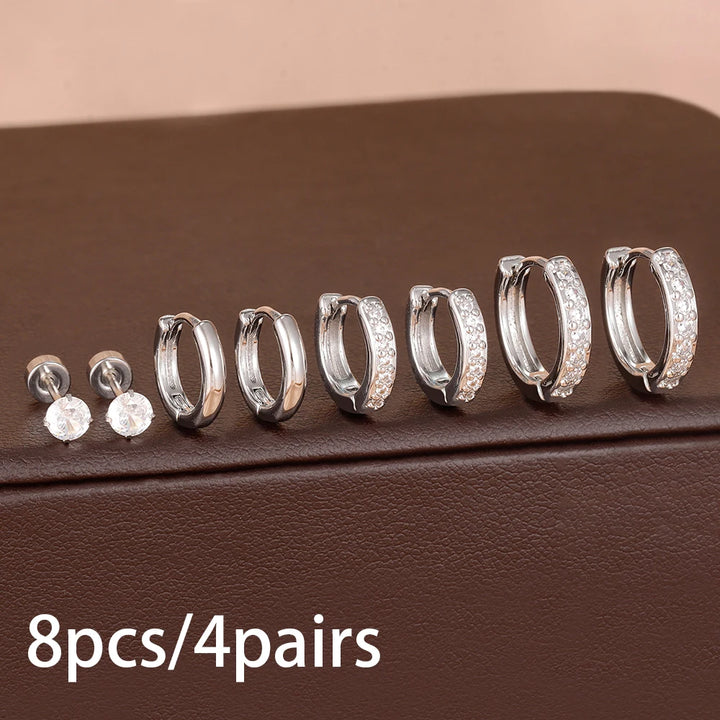 14K Gold-Plated Geometric Hoop Earrings Set