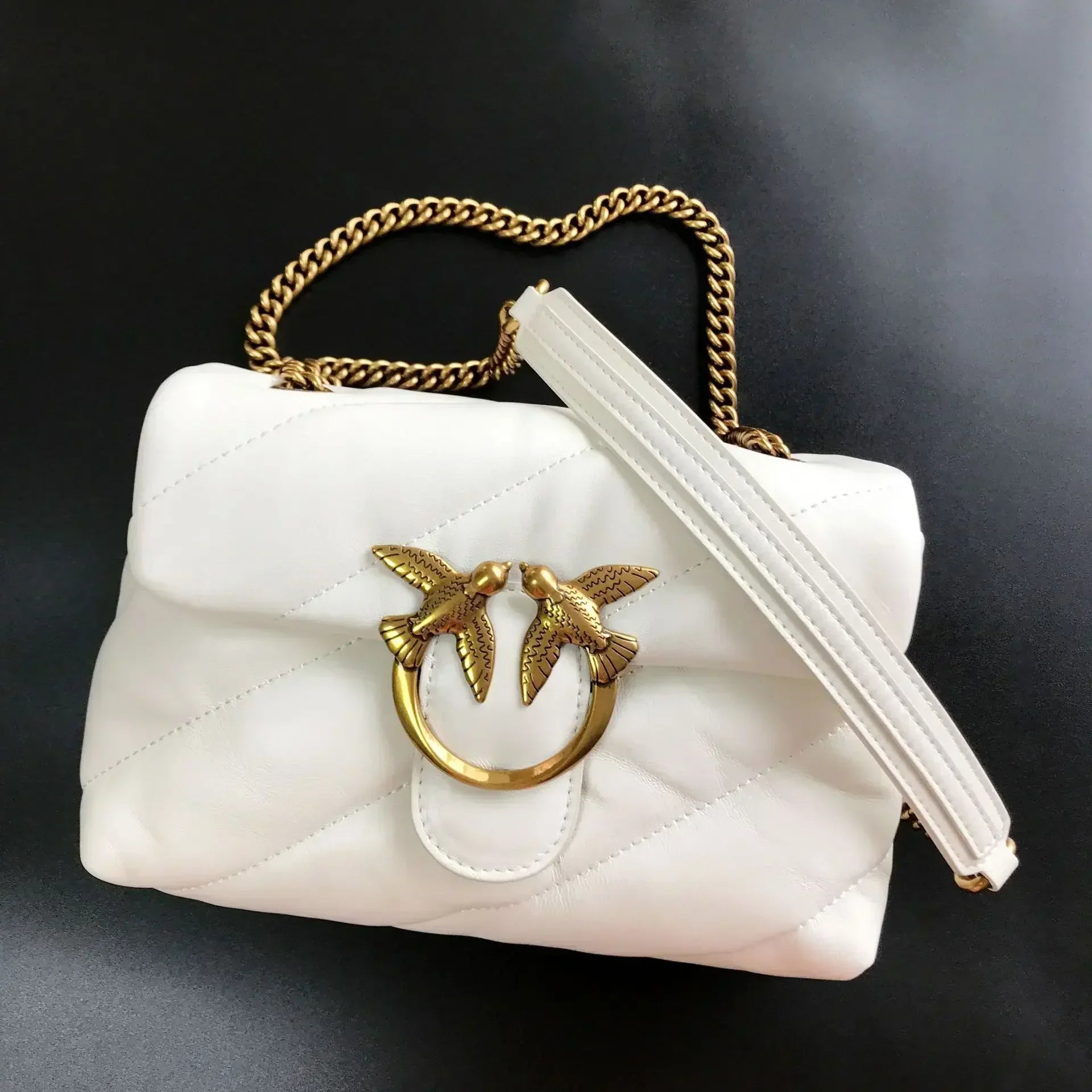 Genuine Leather Swallow Chain Crossbody Bag
