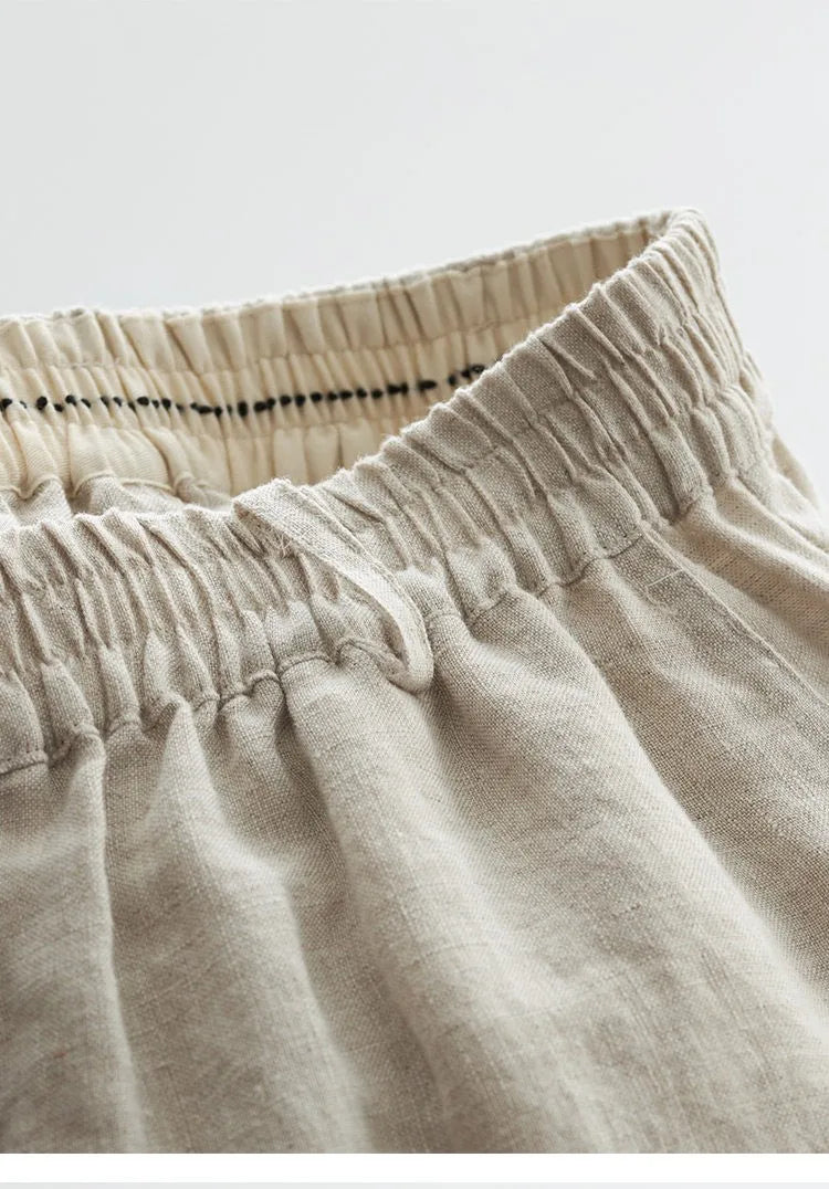 Women's Plus Size Loose Ramie Linen Elastic Waist Casual Pants