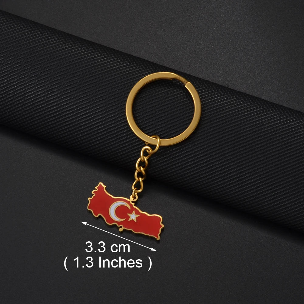 World Map Flag Keychain