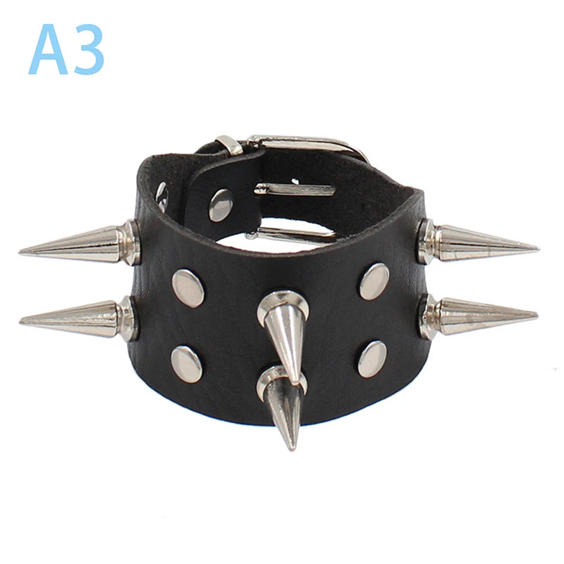 Punk Spike PU Leather Bracelet