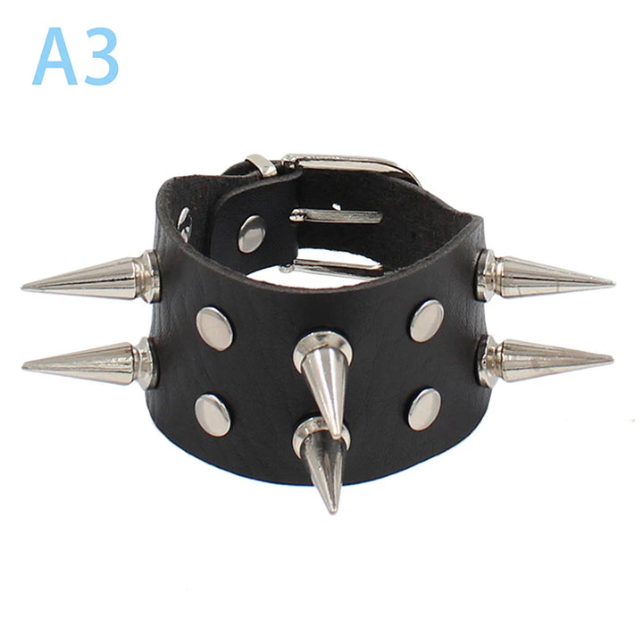Punk Spike PU Leather Bracelet