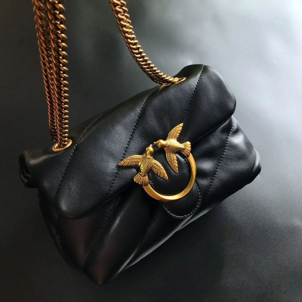 Genuine Leather Swallow Chain Crossbody Bag