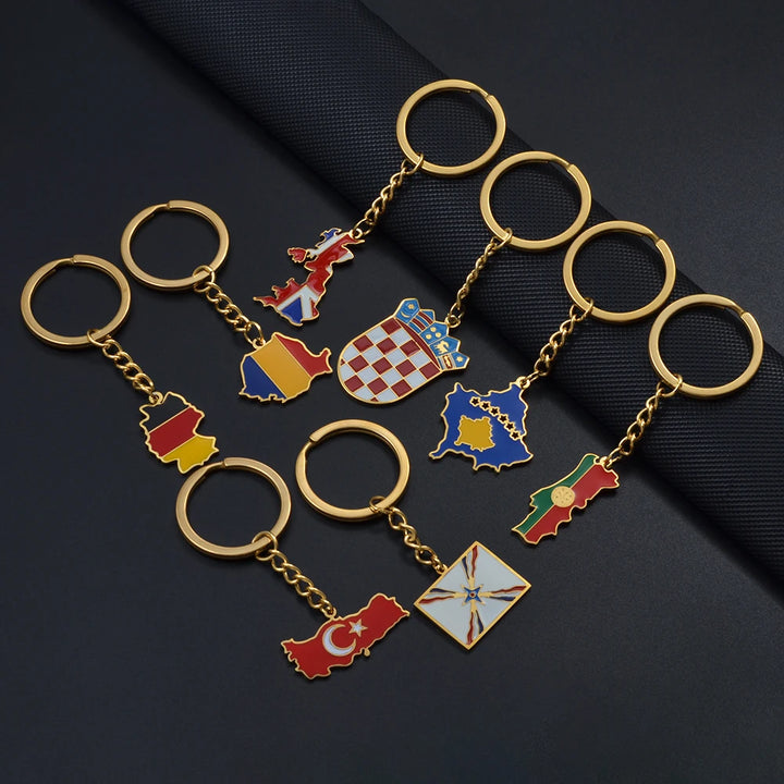 World Map Flag Keychain