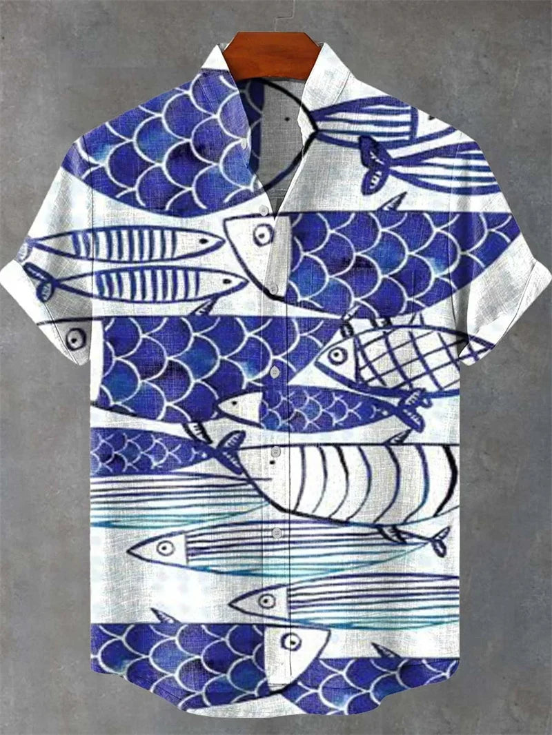Men's Linen-Blend Short-Sleeve Shirt – Relaxed Fit