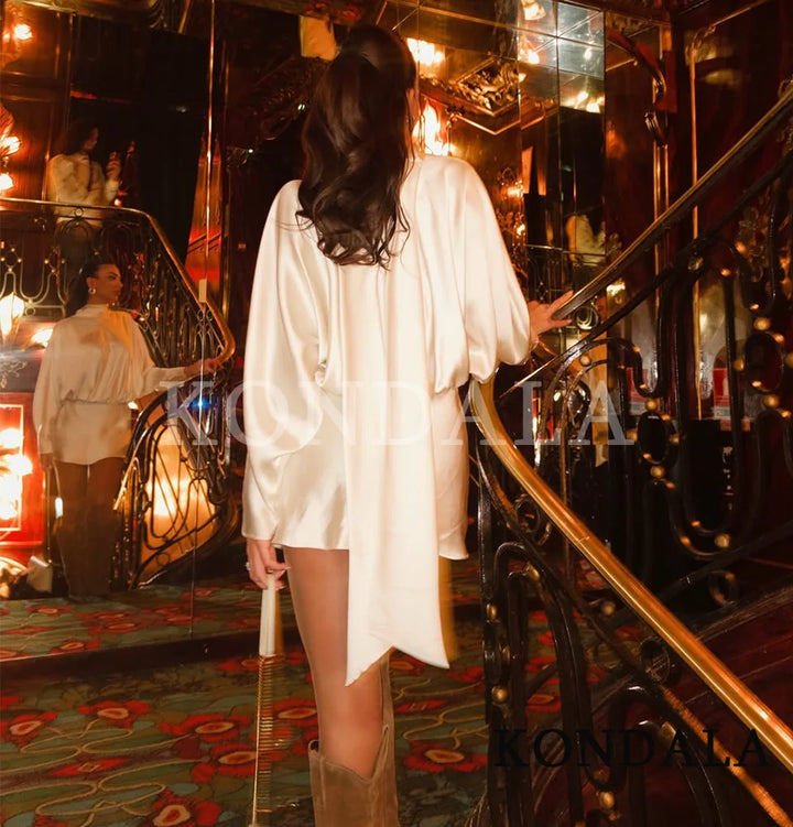 Women's Satin Scarf-Collar Party Dress