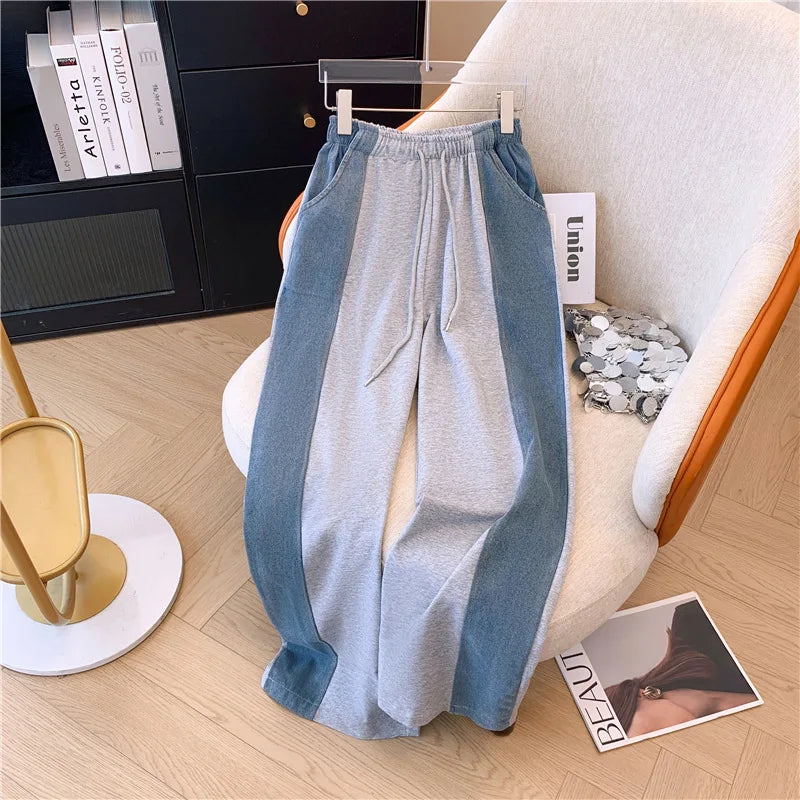 Women's Two-Piece Set: Stitched Zipper T-Shirt and Jeans