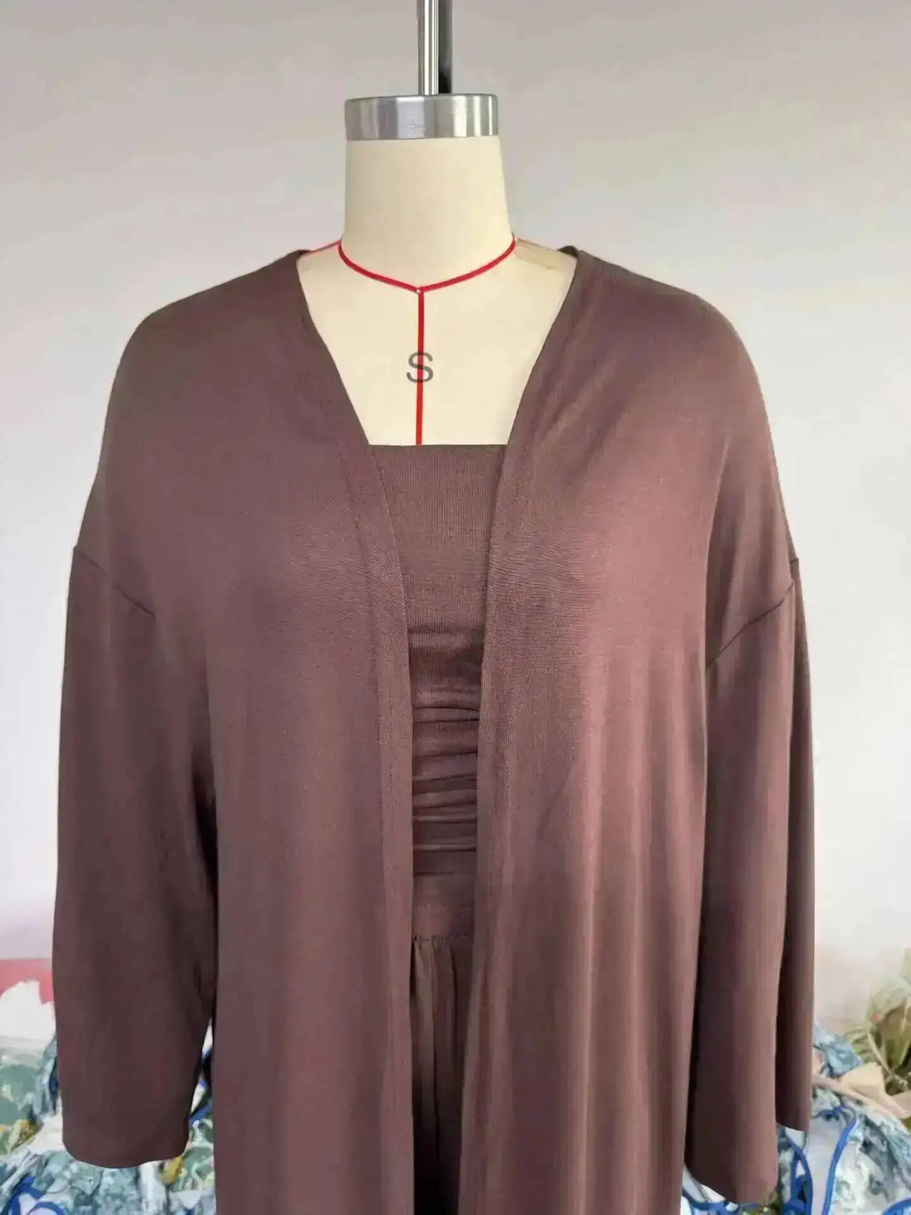 LGRQ Women's 3-Piece Set: Strapless Vest, Long Cardigan and Wide-Leg Pants