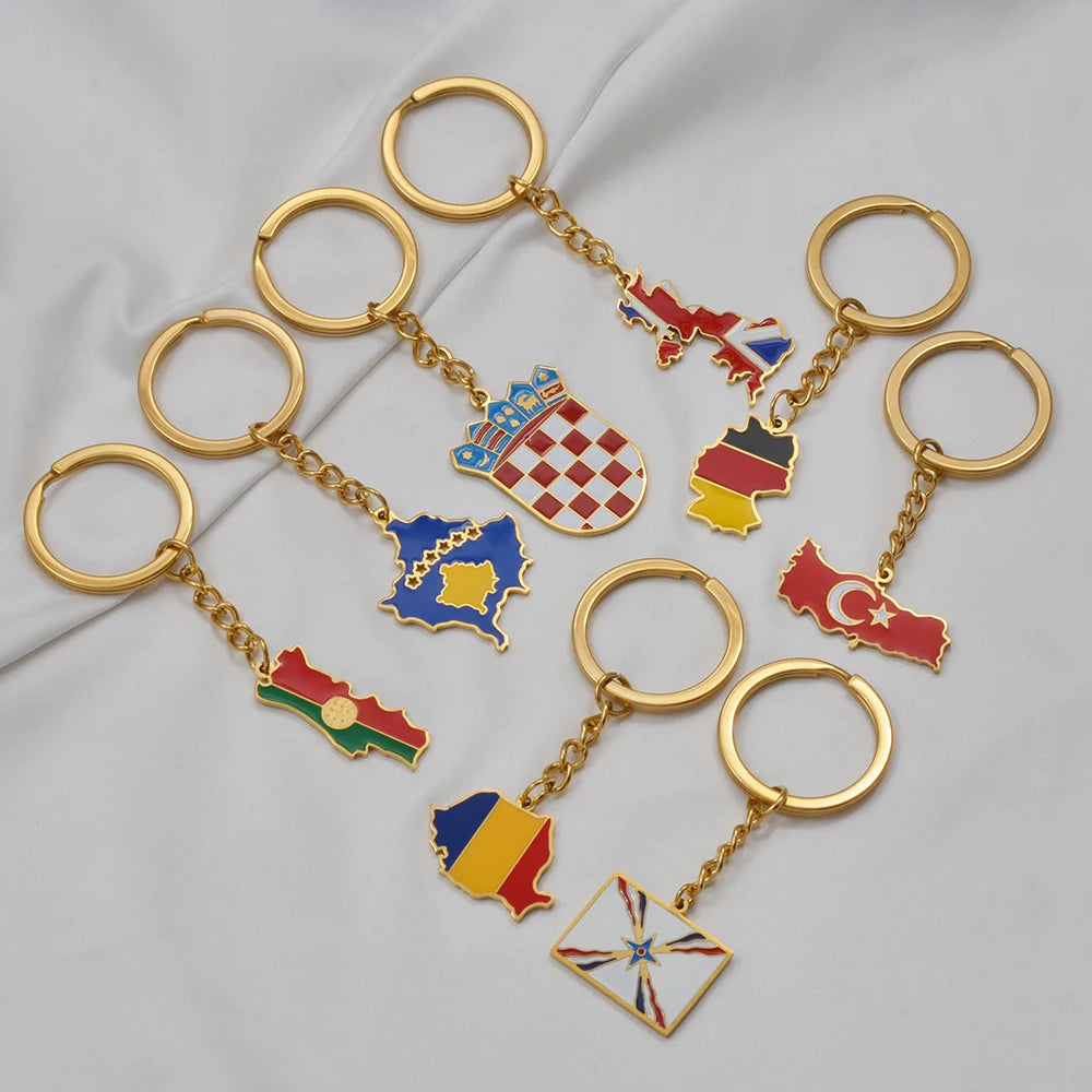 Stainless Steel Flag Keychain