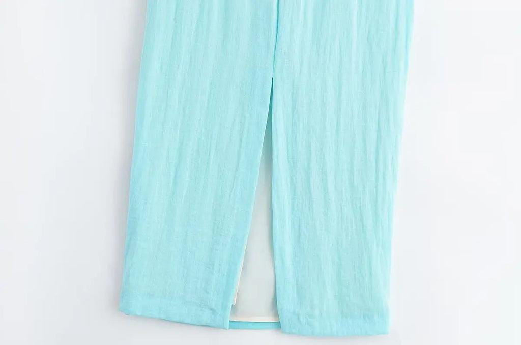 KONDALA Light Blue One-Shoulder Pleated Asymmetric Dress
