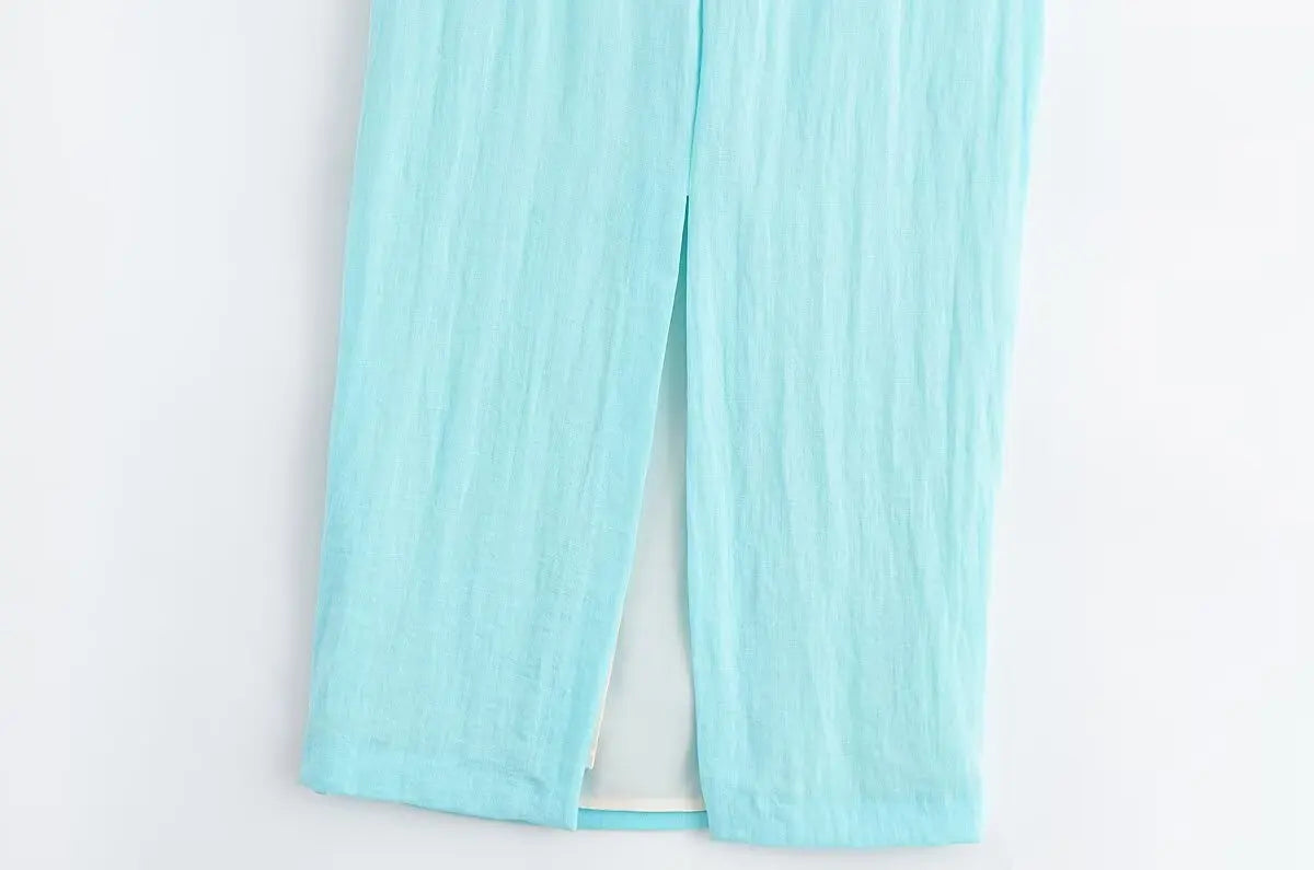 KONDALA Light Blue One-Shoulder Pleated Asymmetric Dress
