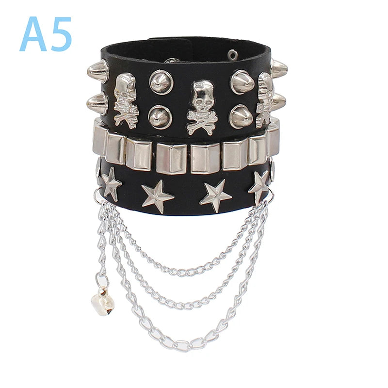 Punk Spike PU Leather Bracelet