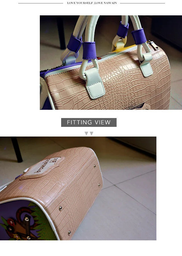 Women's Boston Style Crossbody Handbag with Zipper