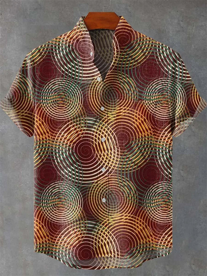 Men's Linen-Blend Short-Sleeve Casual Shirt
