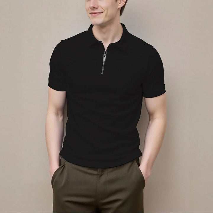 Men's Zip-Front Short-Sleeve Polo Shirt