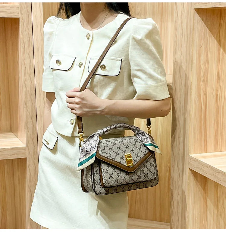 Color Blocked High-End Handbag and Crossbody Shoulder Bag