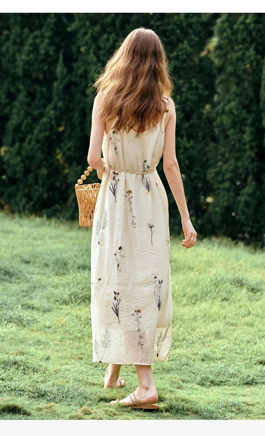OLrain Women's Sleeveless Slash Neck Floral A-Line Maxi Dress