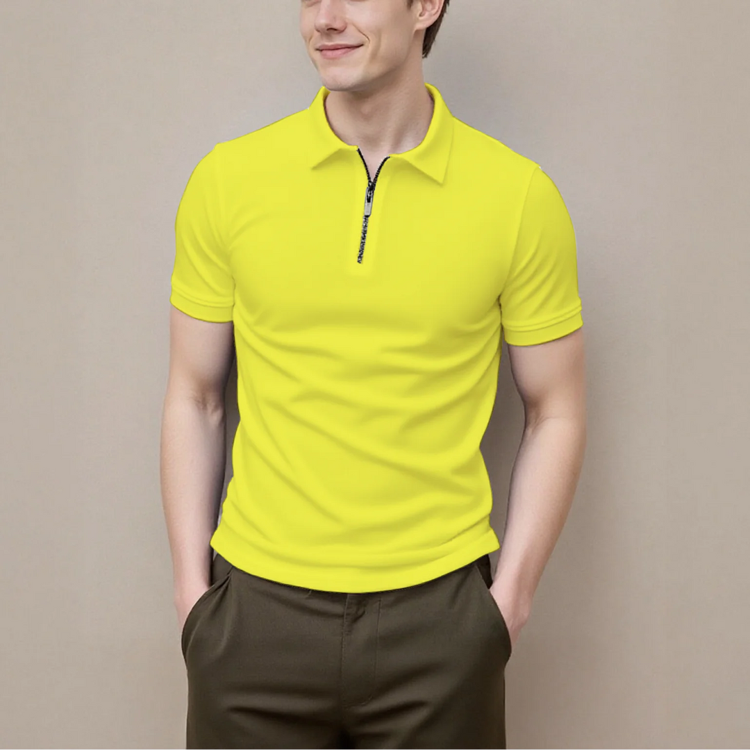 Men's Zip-Front Short-Sleeve Polo Shirt