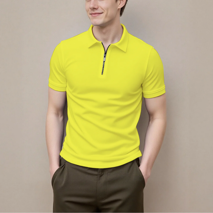 Men's Zip-Front Short-Sleeve Polo Shirt