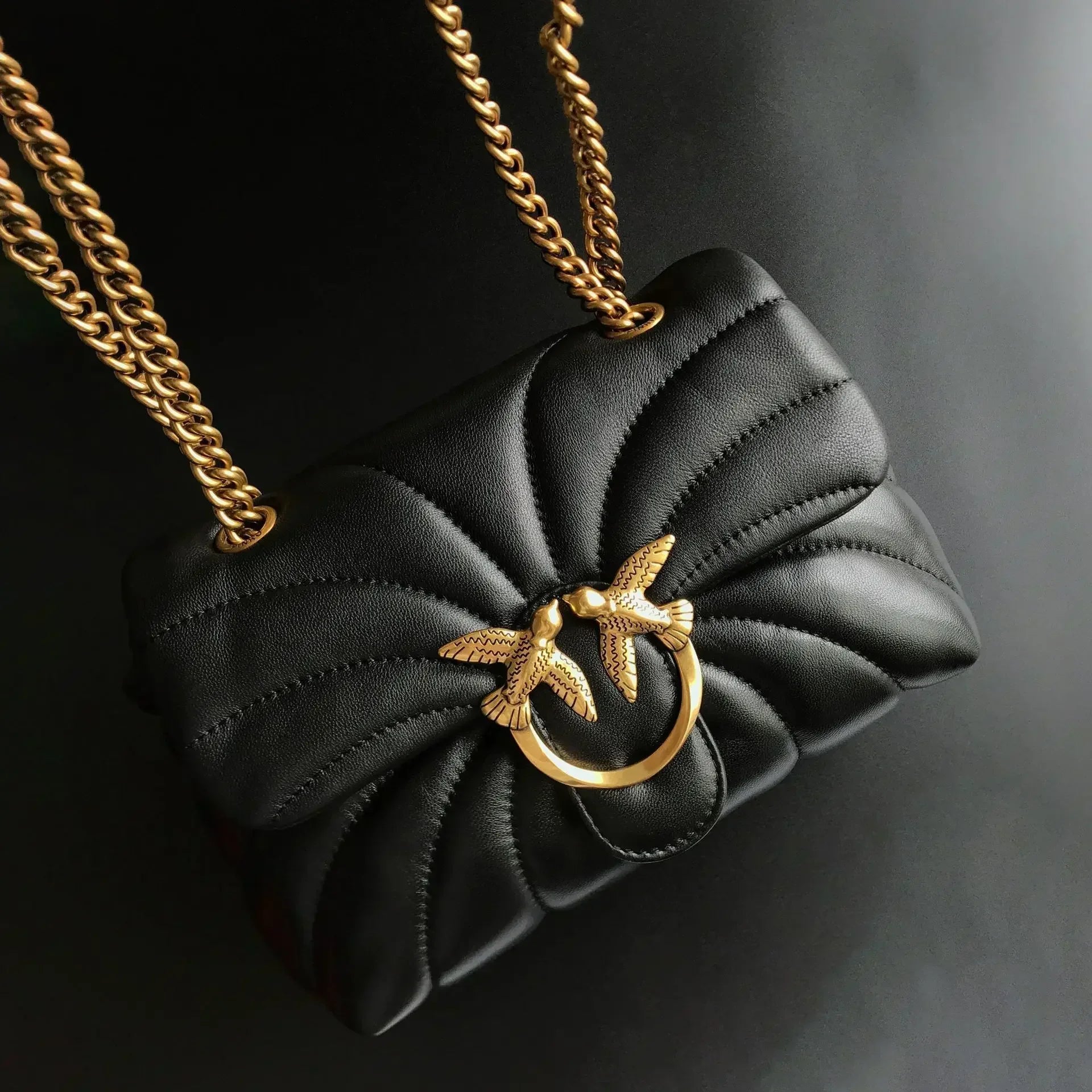 Genuine Leather Swallow Chain Crossbody Bag