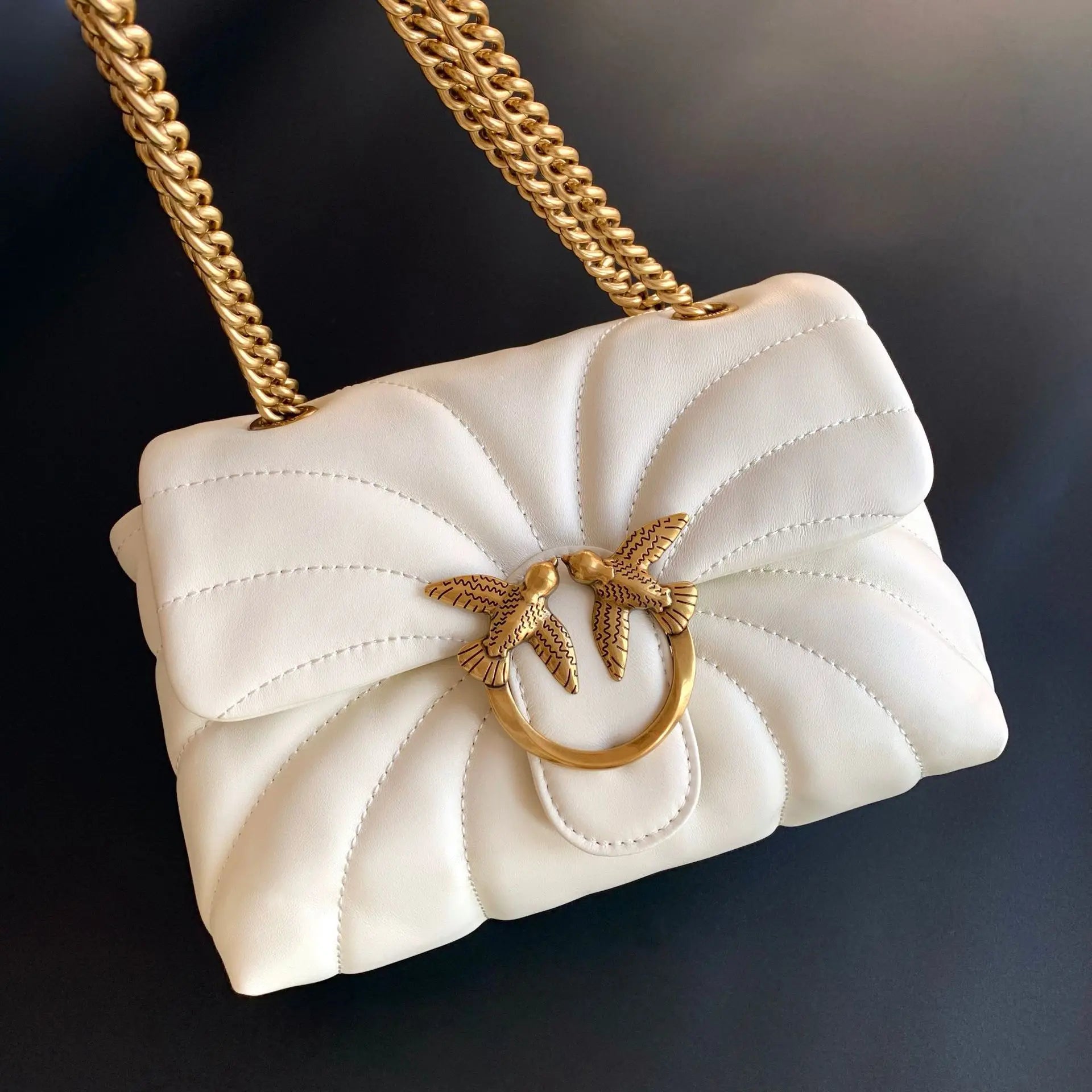Genuine Leather Swallow Chain Crossbody Bag