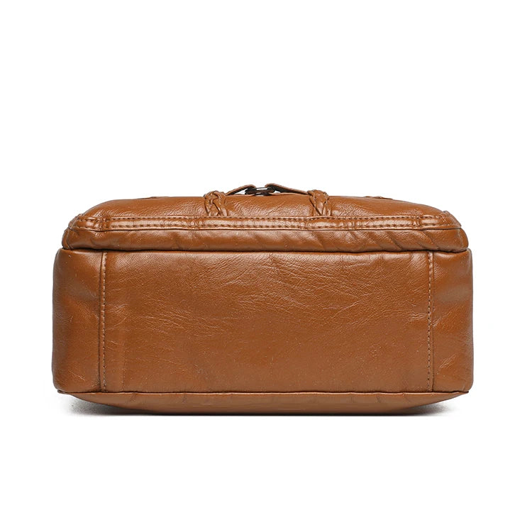 Retro Multi-Pocket Synthetic Leather Crossbody Bag with Adjustable Strap