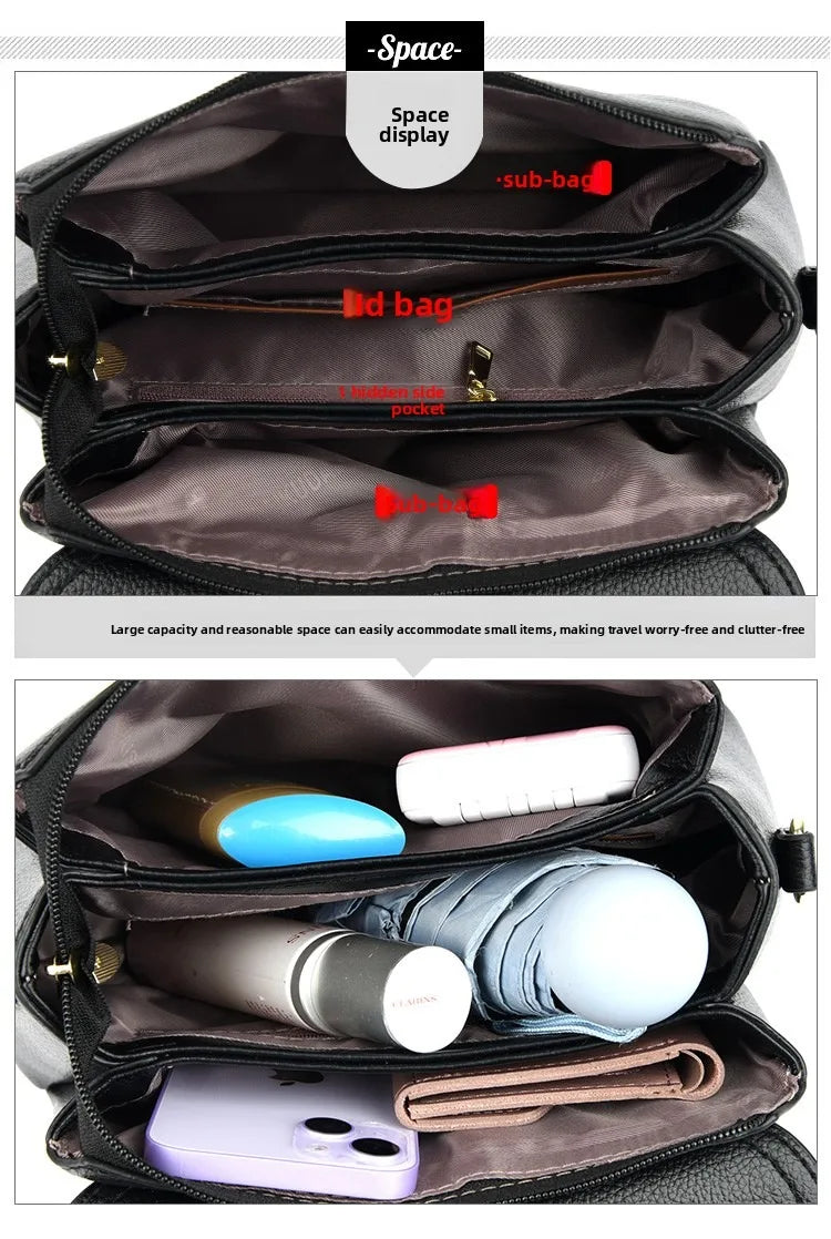 Women's Soft Real Leather Horizontal Crossbody Bag