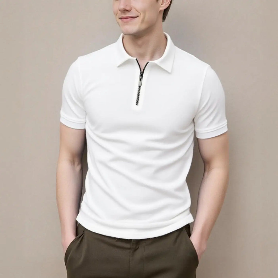 Men's Zip-Front Short-Sleeve Polo Shirt