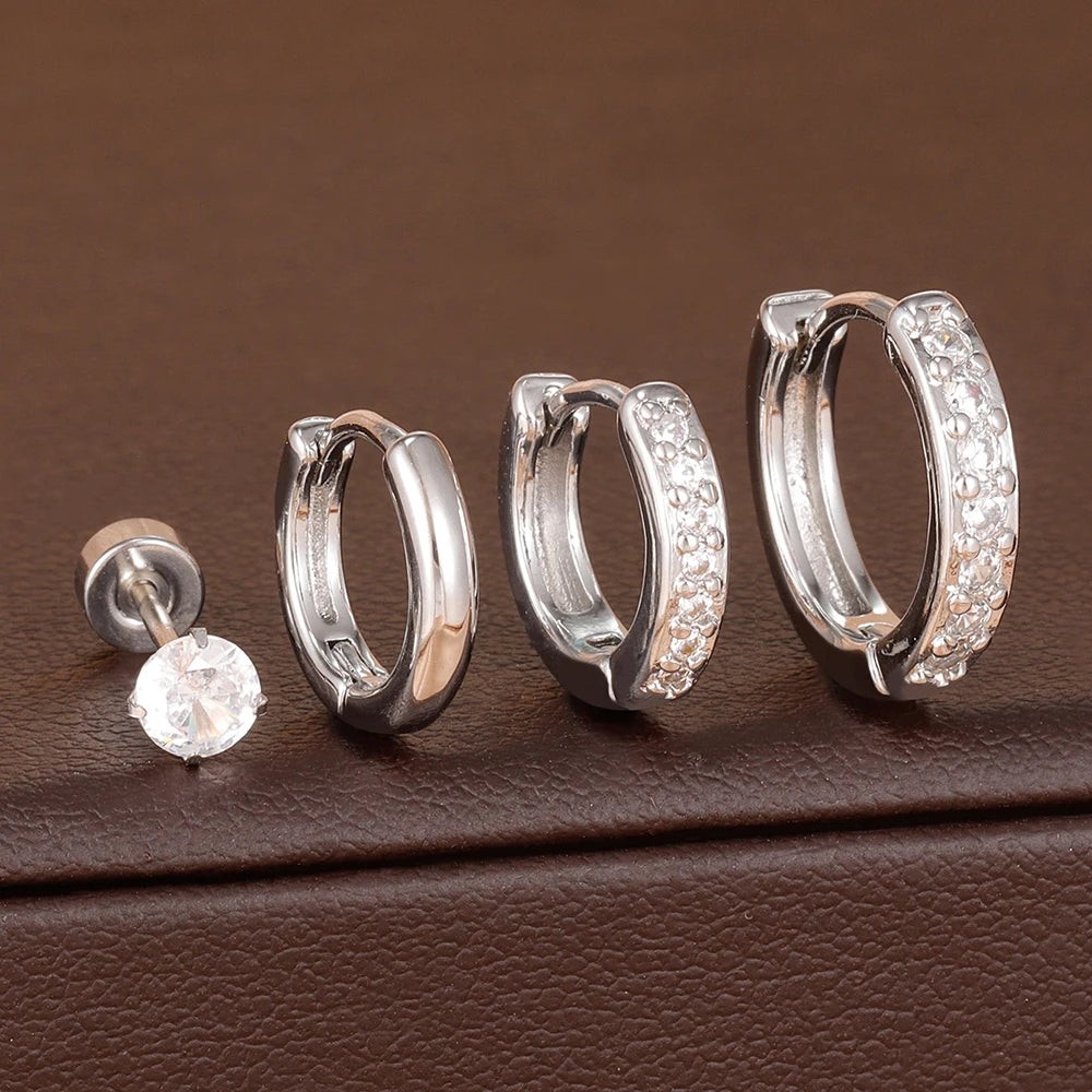 14K Gold-Plated Geometric Hoop Earrings Set