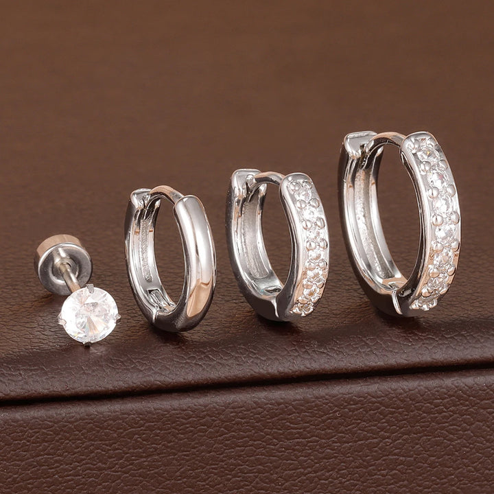 14K Gold-Plated Geometric Hoop Earrings Set
