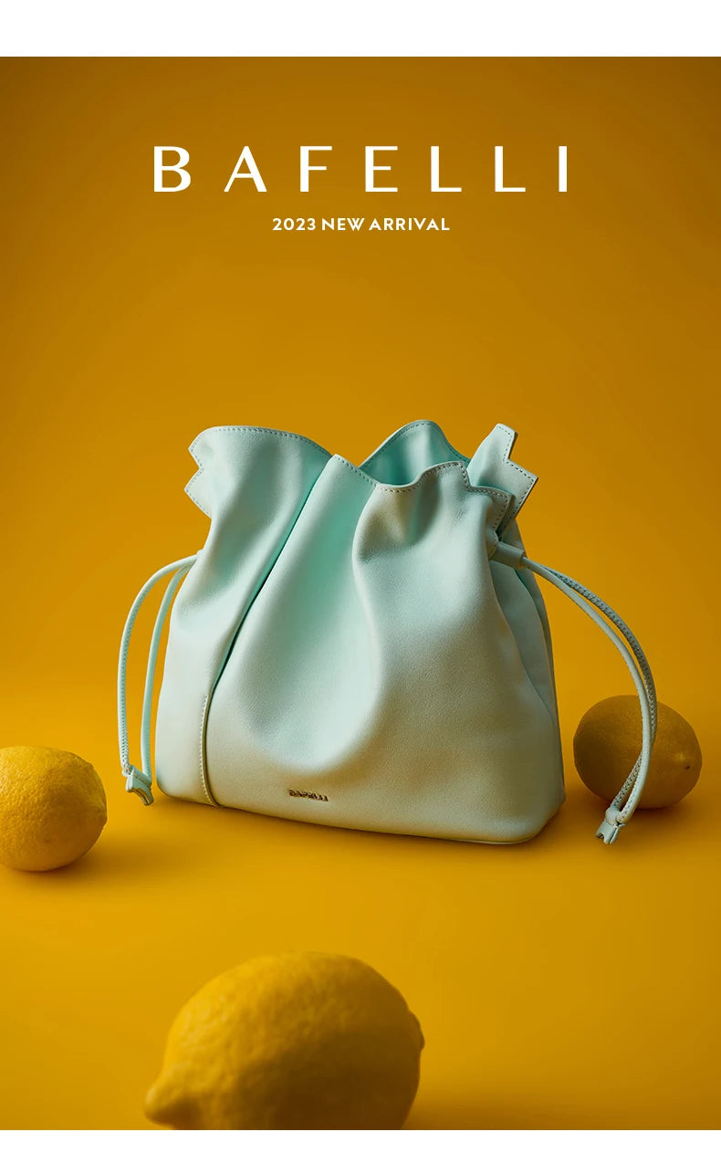 BAFELLI Leather Bucket Handbag and Shoulder Bag