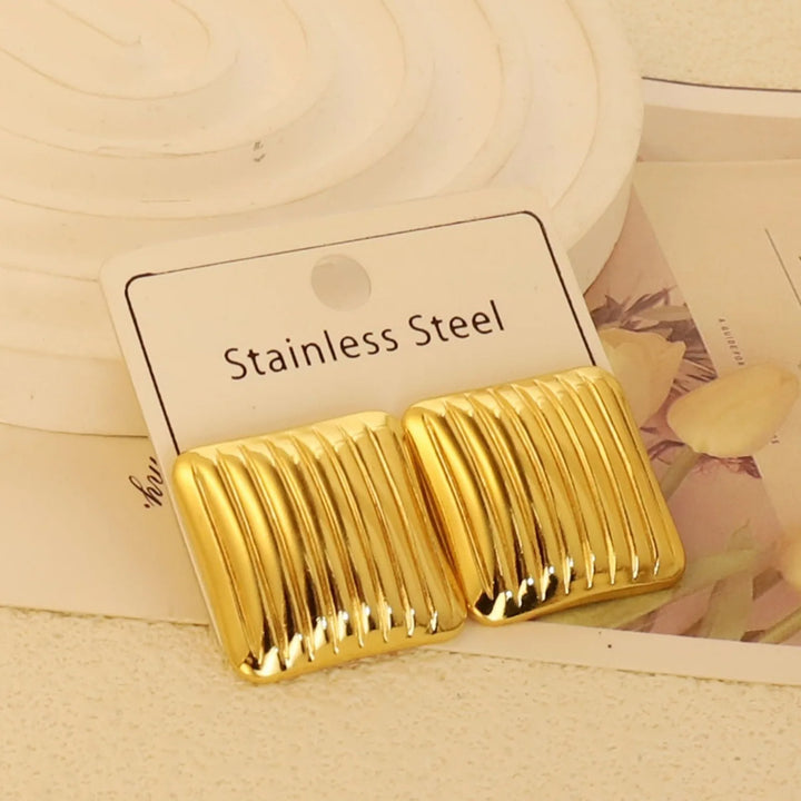 Gold-Plated Geometric Stud Earrings
