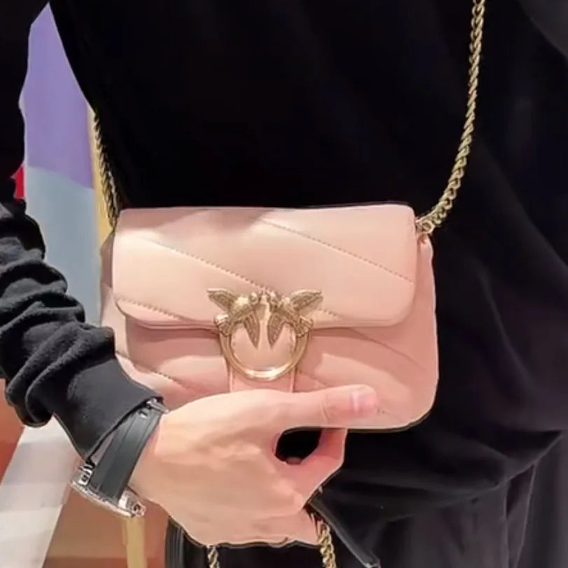 Genuine Leather Swallow Chain Crossbody Bag