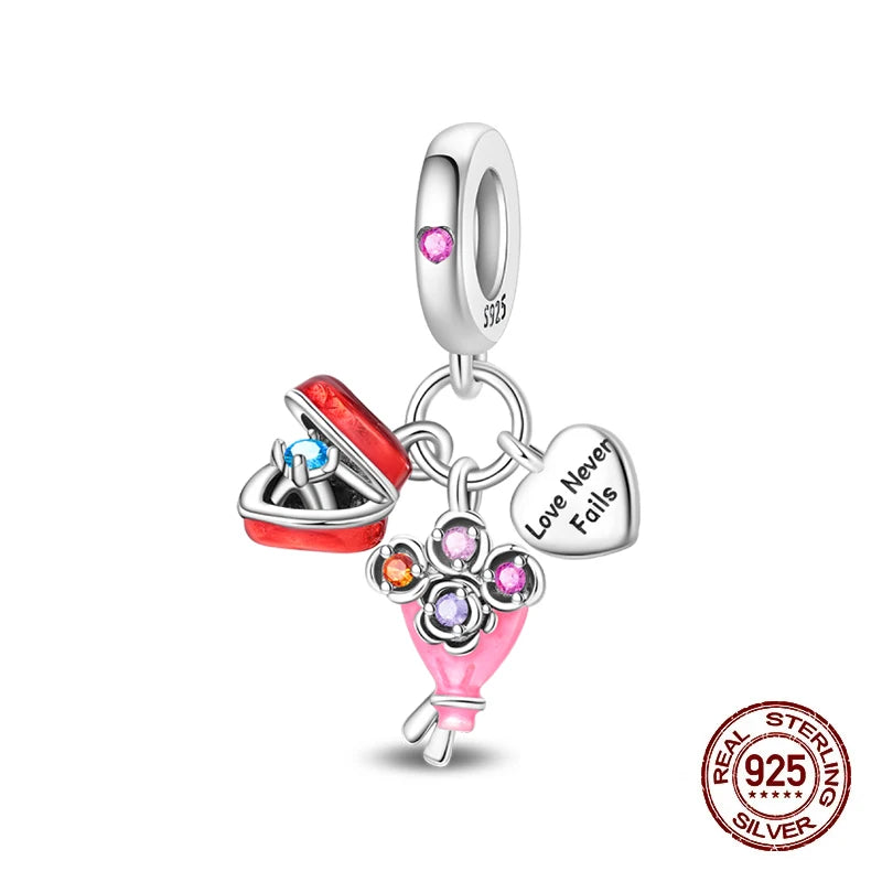925 Sterling Silver Floral Bouquet Charm