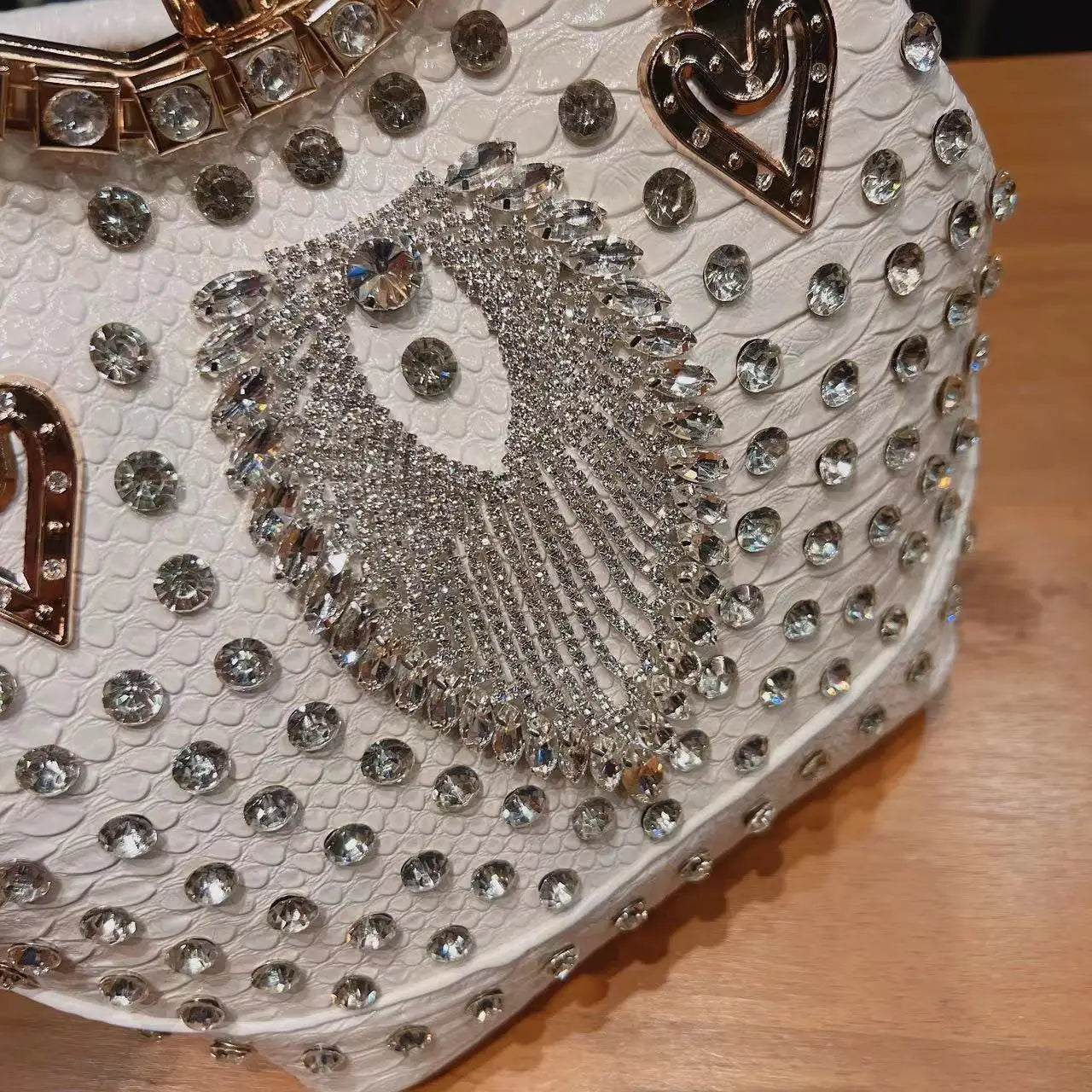 Luxury Diamond Leather Crossbody Bucket Bag