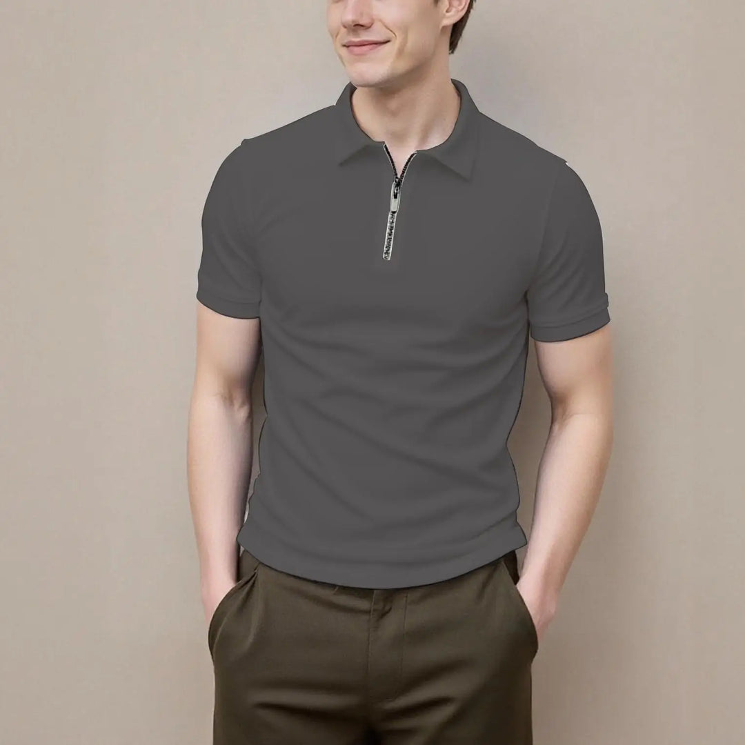 Men's Zip-Front Short-Sleeve Polo Shirt