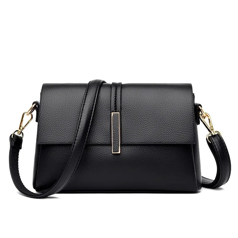 Women's Soft Real Leather Horizontal Crossbody Bag